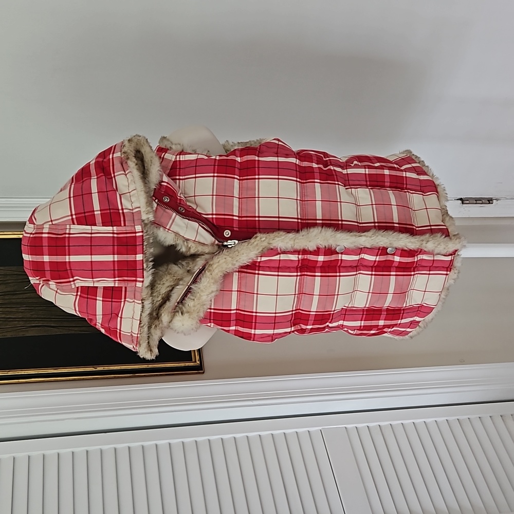 Juicy Couture Reversible Down Plaid & Faux Fur Puffy Vest Size XS